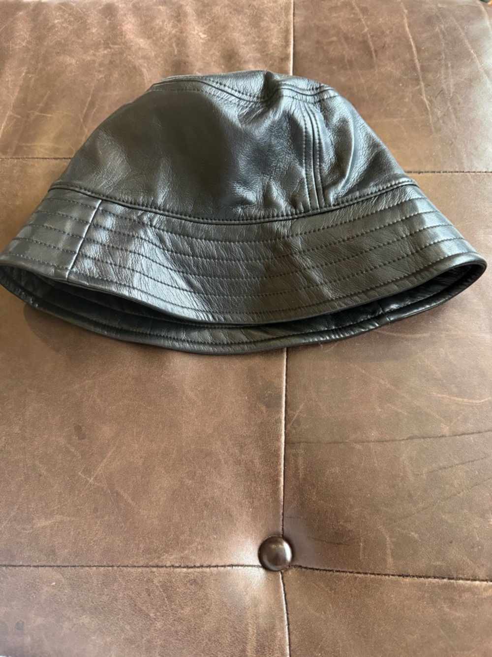 Babaton Black Faux Leather Bucket Hat